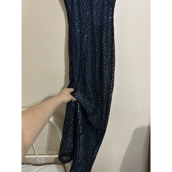 Vintage Y2K Rampage Black Fishnet Fitted Whimsigoth Mermaid Layered Slip Dress - Picture 8 of 15